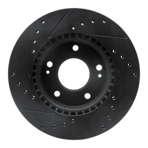 Hyundai Elantra Brake Rotor (1) - Front Right - R1 Concepts - Drilled & Slotted - Black - `07-`10
